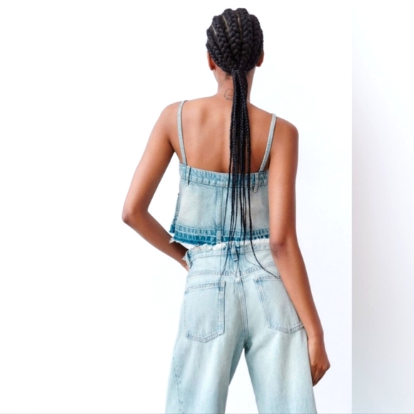 Zara denim bottoms crop top NEW size medium - Picture 3 of 7